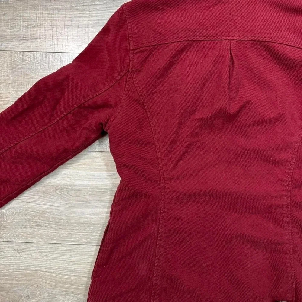 Y2K Mossimo‎ Burgundy Corduroy Double Breasted Pea Coat Cotton Jacket Wom Sz M/L